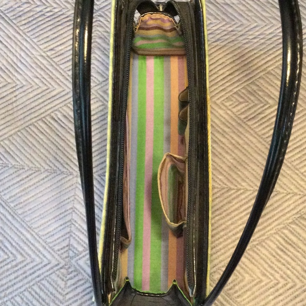 kate spade New York black and green leather and canvas shoulder bag for women - Picture 8 of 11
